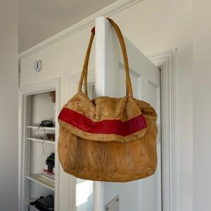 Stylish Tan and Red Women's Bag